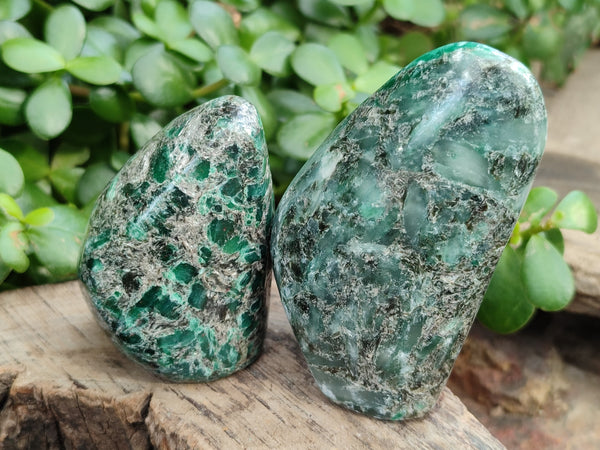 Polished Emerald Mica In Matrix Standing Free Forms x 5 From Mutoko, Zimbabwe