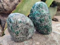 Polished Emerald Mica In Matrix Standing Free Forms x 5 From Mutoko, Zimbabwe