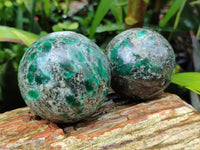 Polished Emerald Mica In Matrix Spheres x 2 From Mutoko, Zimbabwe