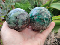 Polished Emerald Mica In Matrix Spheres x 2 From Mutoko, Zimbabwe