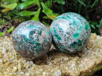 Polished Emerald Mica In Matrix Spheres x 2 From Mutoko, Zimbabwe