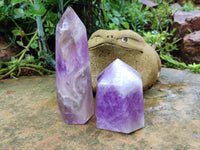 Polished Chevron Amethyst Points x 2 From Madagascar