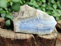 Polished On One Side Blue Lace Agate Geodes x 6 From Nsanje, Malawi