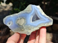 Polished On One Side Blue Lace Agate Geodes x 6 From Nsanje, Malawi