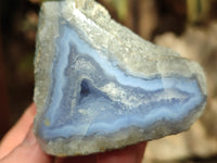 Polished On One Side Blue Lace Agate Geodes x 6 From Nsanje, Malawi