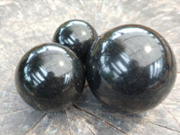 Polished Black Basalt Spheres x 5 From Madagascar