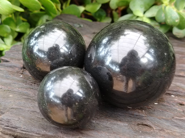 Polished Black Basalt Spheres x 5 From Madagascar