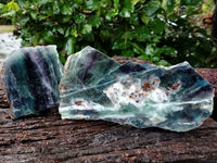 Polished Watermelon Fluorite Slices x 2 From Uis, Namibia