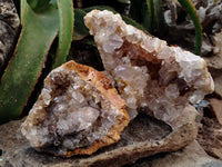 Natural Limonite Quartz Clusters x 2 From Solwezi, Zambia