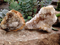 Natural Limonite Quartz Clusters x 2 From Solwezi, Zambia