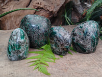 Polished Emerald Mica In Matrix Standing Free Forms x 4 From Mutoko, Zimbabwe