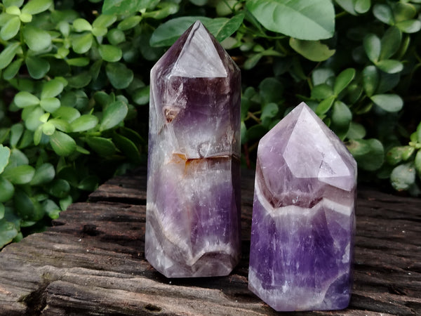 Polished Chevron Amethyst Points x 3 From Madagascar