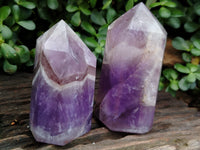 Polished Chevron Amethyst Points x 3 From Madagascar