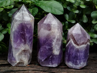 Polished Chevron Amethyst Points x 3 From Madagascar