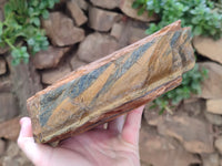 Polished On One Side Tiger's Eye Slabs x 2 From Prieska, South Africa