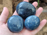 Polished Lazulite Palm Stones x 12 From Madagascar