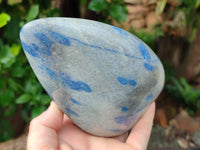 Polished Blue Spinel Spotted Quartz Standing Free Forms x 2 From Madagascar