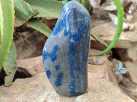 Polished Blue Spinel Spotted Quartz Standing Free Forms x 2 From Madagascar