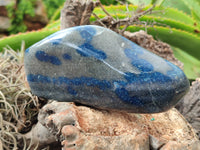 Polished Blue Spinel Spotted Quartz Standing Free Forms x 2 From Madagascar