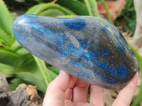 Polished Blue Spinel Spotted Quartz Standing Free Forms x 2 From Madagascar