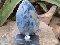 Polished Blue Spinel Spotted Quartz Standing Free Forms x 2 From Madagascar