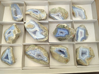 Polished Blue Lace Agate Geodes x 12 From Malawi