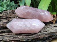 Polished Double Terminated Rose Quartz Points x 3 From Madagascar