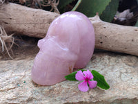 Hand Made Rose Quartz Skull Carving x 1 From Madagascar