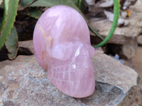 Hand Made Rose Quartz Skull Carving x 1 From Madagascar