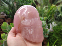 Hand Made Rose Quartz Skull Carving x 1 From Madagascar