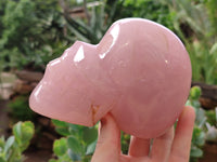 Hand Made Rose Quartz Skull Carving x 1 From Madagascar