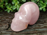 Hand Made Rose Quartz Skull Carving x 1 From Madagascar