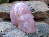 Hand Made Rose Quartz Skull Carving x 1 From Madagascar