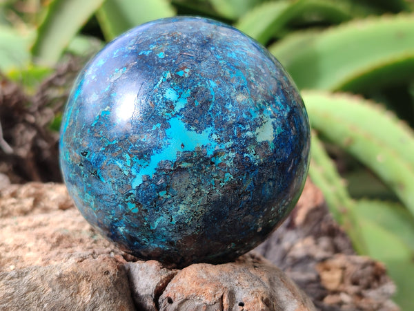 Polished Shattuckite Spheres x 2 From Congo