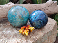 Polished Shattuckite Spheres x 2 From Congo