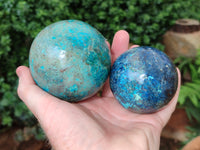 Polished Shattuckite Spheres x 2 From Congo