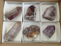 Polished Window Amethyst Quartz Crystals x 6 From Akansobe, Madagascar