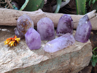 Polished Window Amethyst Quartz Crystals x 6 From Akansobe, Madagascar