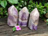 Polished Chevron Amethyst Points x 3 From Madagascar