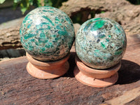 Polished Emerald Mica In Matrix Spheres x 2 From Mutoko, Zimbabwe