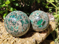 Polished Emerald Mica In Matrix Spheres x 2 From Mutoko, Zimbabwe