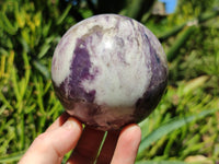 Polished Lepidolite with Pink Rubellite Spheres x 2 From Madagascar