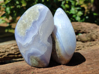 Polished Blue Lace Agate Geodes x 4 From Malawi