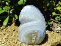 Polished Blue Lace Agate Geodes x 4 From Malawi