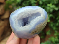 Polished Blue Lace Agate Geodes x 4 From Malawi