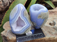 Polished Blue Lace Agate Geodes x 4 From Malawi