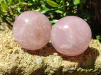 Polished Rose Quartz Spheres x 3 From Ambatondrazaka, Madagascar