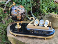 Polished Gemstone World Globe Desk Set x 1 From China