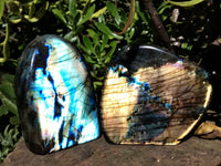 Polished Labradorite Standing Free Forms x 2 From Tulear, Madagascar