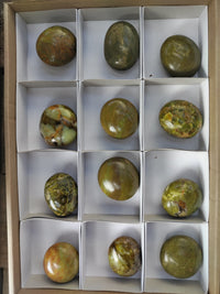 Polished Green Opal Palm Stones x 12 From Antsirabe, Madagascar